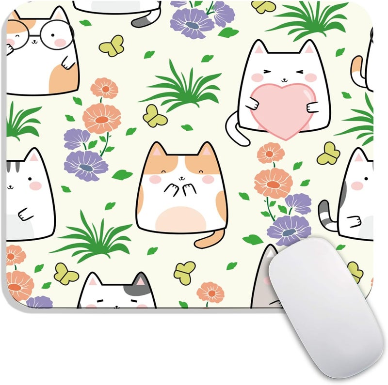 Armanza Square Mouse Pad Cute Cat, Personalized Premium-Textured Custom Mouse Mat Design, Washable Mousepad Cloth, Non-Slip Rubber Base Computer Mouse Pads for Wireless Mouse - Image 1